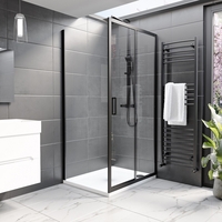 1000x900mm Black Rectangular Sliding Shower Enclosure - Pavo