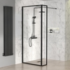 1100mm Black Framed Wet Room Shower Screen with Return Panel - Zolla