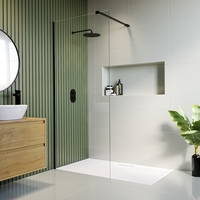 1100mm Black Frameless Wet Room Shower Screen - Corvus