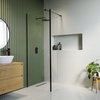 1100mm Black Frameless Wet Room Shower Screen with Return Panel - Corvus