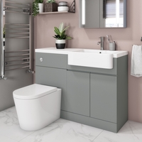 1100mm Grey Toilet and Sink Unit Right Hand with Round Toilet- Bali