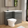 1100mm Grey Toilet and Sink Unit Right Hand with Square Toilet- Florence