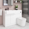 1100mm White Toilet and Sink Unit Left Hand with Round Toilet- Bali