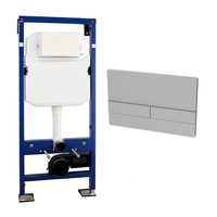 1180mm Wall Mounted WC Frame with Dual Flush Cistern and Satin Flush Plate - Live Your Colour