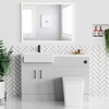 1200mm Grey Toilet and Sink Unit with Matt Worktop and Black Fittings - Coniston