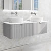 1200mm Grey Wall Hung Countertop Double Vanity Unit with Basins and Chrome Handles - Empire