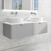 1200mm Grey Wall Hung Countertop Double Vanity Unit with Basins and Chrome Handles - Empire