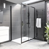 1200x900mm Black Rectangular Sliding Shower Enclosure with Shower Tray - Pavo