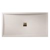 1200x900mm White Slate Effect Rectangular Shower Tray with Brushed Brass Waste - Aqualavo