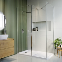 1400x800mm Frameless Walk In Shower Enclosure and Shower Tray - Corvus