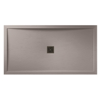 1400x800mm Grey Slate Rectangular Shower Tray with Shower Waste - Aqualavo