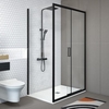 1600 x 700mm Black Rectangular Sliding Shower Enclosure - Pavo