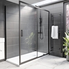 1700x800mm Black Rectangular Sliding Shower Enclosure with Shower Tray - Pavo