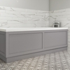 1800 Single Ended Square Bath with Matt Grey Bath Front & End Panel