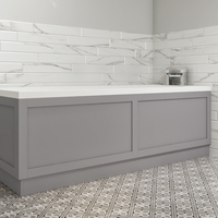 1800 Single Ended Square Bath with Matt Grey Bath Front & End Panel