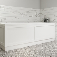 1800 Single Ended Square Bath with Matt White Bath Front & End Panel