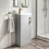 400mm Grey Cloakroom Floorstanding Vanity Unit with Basin and Brushed Brass Handle - Ashford