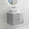 600mm Grey Wall Hung Countertop Vanity Unit with Basin and Chrome Handles - Empire