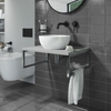 600mm Vanity Shelf - Concrete Effect - With Matt Countertop Basin - Lund