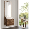 600mm Wood Effect Wall Hung Countertop Vanity Unit with Mirror and Basin - Nerja