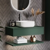 800mm Green Wall Hung Countertop Vanity Unit with Square Basin and Shelf - Lugo