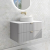 800mm Grey Wall Hung Countertop Vanity Unit with Basin and Brass Handles - Empire