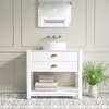 850mm Matt Chalk Freestanding Vanity Unit with Matt White Top and Brass Handles - Kentmere