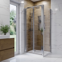 900mm Square Bi Fold Shower Enclosure with Shower Tray - Carina
