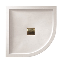 900mm White Slate Quadrant Shower Tray with Shower Waste - Aqualavo