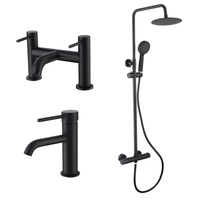 Arissa Matt Black Bath Shower and Basin Tap Pack