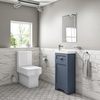 Baxenden Cloakroom Toilet Suite with Blue Floorstanding Vanity Unit and Basin