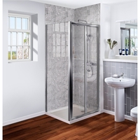 Bi Fold Door Shower Enclosure 900 x 900mm with Shower Tray - 6mm Glass - Aquafloe Range