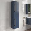 Blue Wall Mounted Tall Bathroom Cabinet with Brass Handles 350mm - Ashford