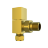 Brushed Brass Square Angled Radiator Valves - For Pipework Which Comes From The Wall