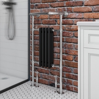 Chrome and Black Traditional Heated Towel Rail Radiator 952 x 479mm - Regent