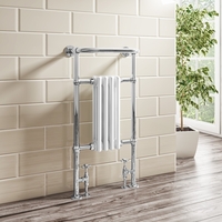 Chrome and White Traditional Heated Towel Rail Radiator 952 x 479mm - Regent