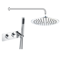 Chrome Concealed Mixer Shower with Round Wall Mounted Head - Flow