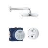 Chrome Concealed Shower Mixer with Dual Control & Round Wall Mounted Head - Grohe Tempesta 210