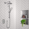 Chrome Concealed Shower Mixer with Dual Control & Round Wall Mounted Head and Handset - Flow