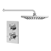 Chrome Concealed Shower Mixer with Dual Control & Slim Round Wall Mounted Head - EcoStyle