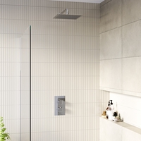 Chrome Concealed Shower Mixer with Dual Control & Square Wall Mounted Head - Cube