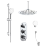 Chrome Concealed Shower Mixer with Triple Control & Square Ceiling Mounted Head Handset and Bath Filler - Flow