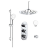 Chrome Concealed Shower Mixer with Triple Control & Square Ceiling Mounted Head Handset and Body Jets - Flow