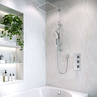 Chrome Concealed Shower Mixer with Triple Control & Square Wall Mounted Head Handset and Bath Filler - Cube