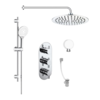 Chrome Concealed Shower Mixer with Triple Control & Square Wall Mounted Head Handset and Bath Filler - Flow