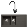 Essence 1.5 Bowl Undermount Kitchen Sink & Kitchen Mixer Tap in Black