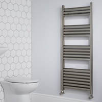 Eton Brushed Aluminium Heated Towel Rail - 1000 x 500mm