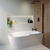 Freestanding Single Ended Right Hand Corner Shower Bath with Black Bath Screen 1650 x 780mm - Faro
