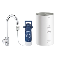 Grohe Chrome Grohe Red Mono Instant Boiling Water Tap Single Lever with M Size Boiler in Chrome