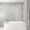 Jersey J Shaped Right Hand Bath 1700mm x 750mm with Front Panel and 1450mm Chrome Bath Screen